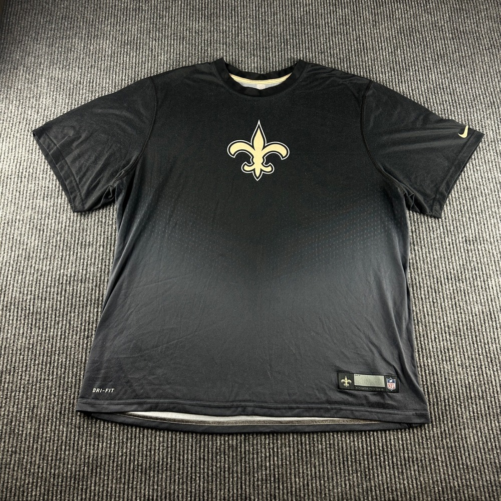 Nike New Orleans Saints NFL Dri-FIT Authentic Team Issue Shirt Black Mens XL